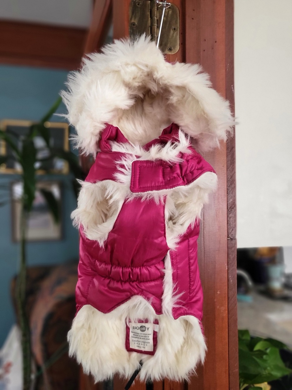 BOBBY Pink Puffer Dog Coat Faux Fur Hood Size S NWOT - Picture 4 of 9